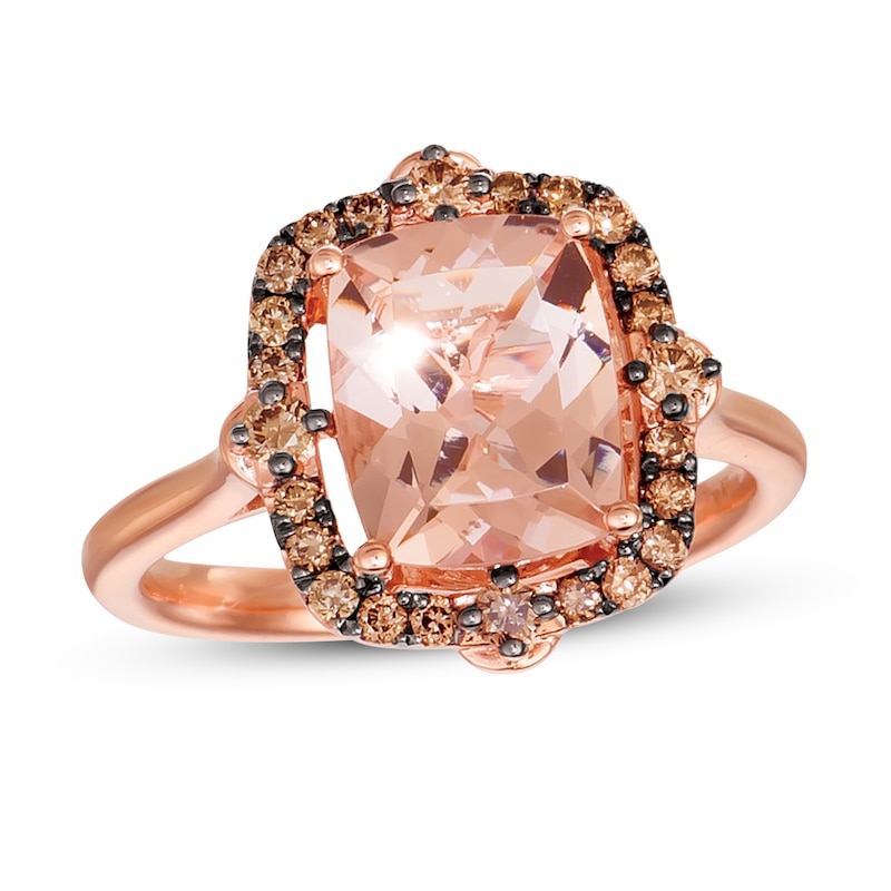 Le Vian Morganite Ring 1/3 ct tw Diamonds Strawberry Gold Plated