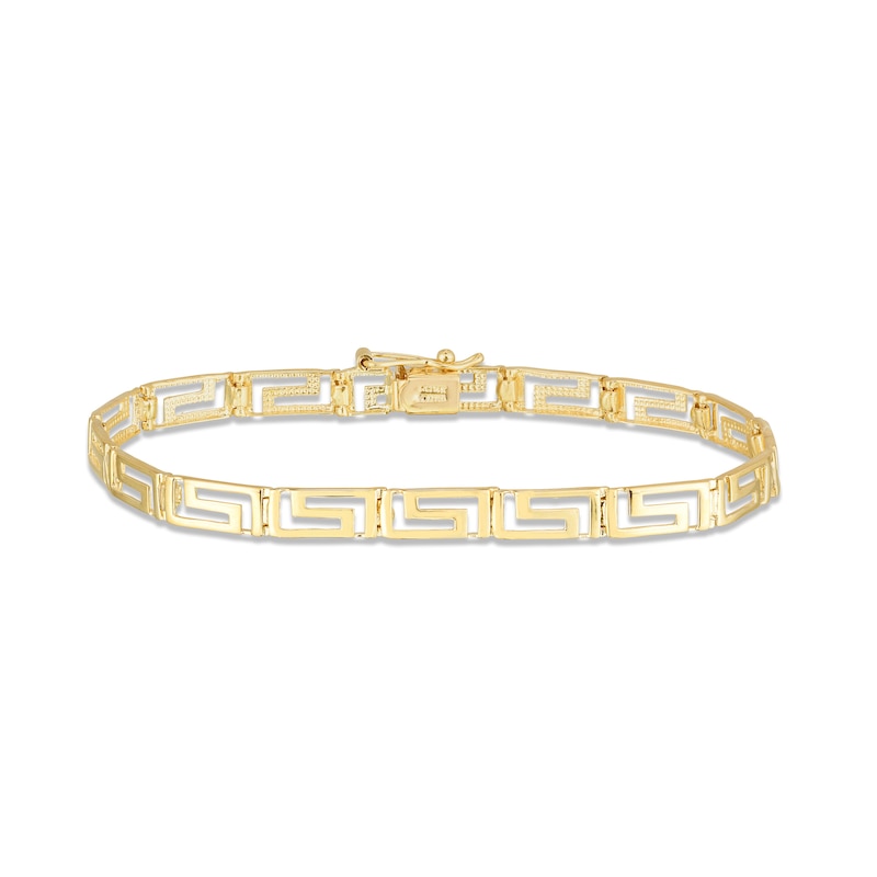 Diamond-Cut Greek Key Bracelet Yellow Gold Plated 7.25"