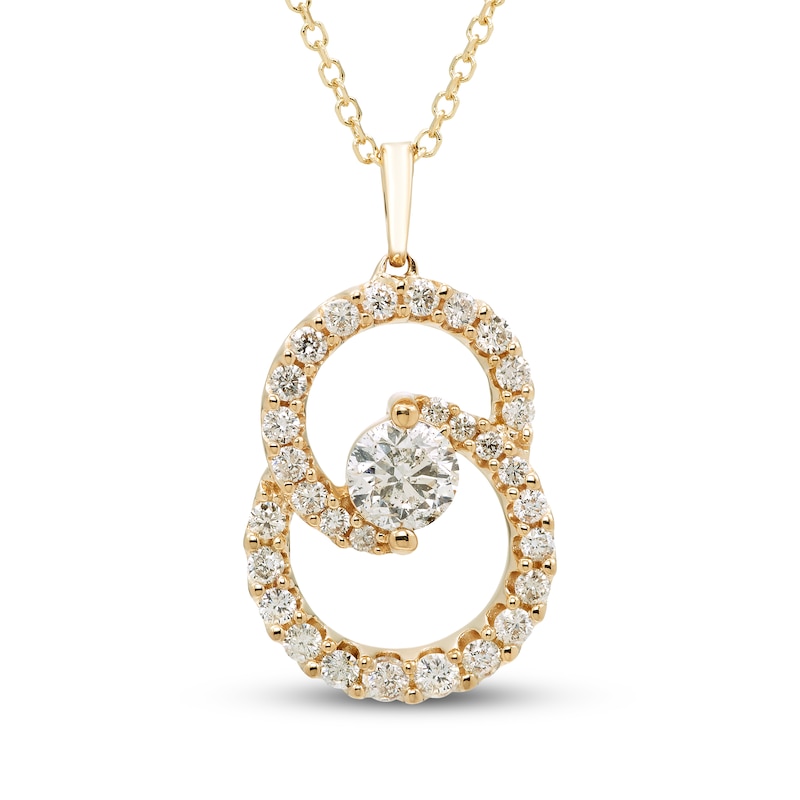 Encircled by Love Diamond Necklace 1 ct tw Round-cut Yellow Gold Plated 18"