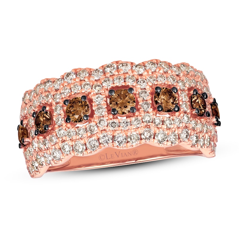 Le Vian Chocolate Diamond Ring 1-1/2 ct tw Strawberry Gold Plated