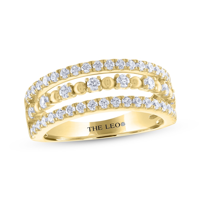 THE LEO Diamond Three-Row Anniversary Band 3/4 ct tw Yellow Gold Plated