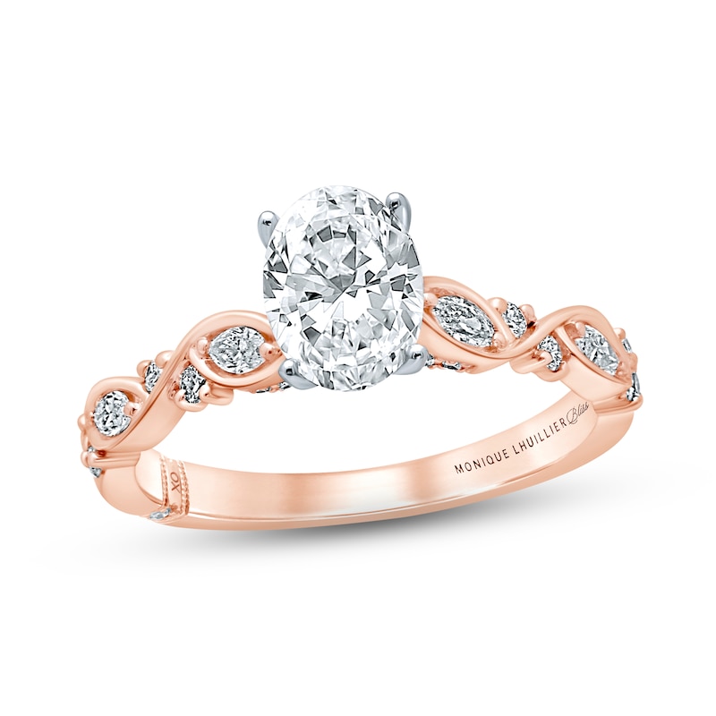 Monique Lhuillier Bliss Diamond Engagement Ring 1-1/4 ct tw Oval, Marquise & Round-cut Rose Gold Plated