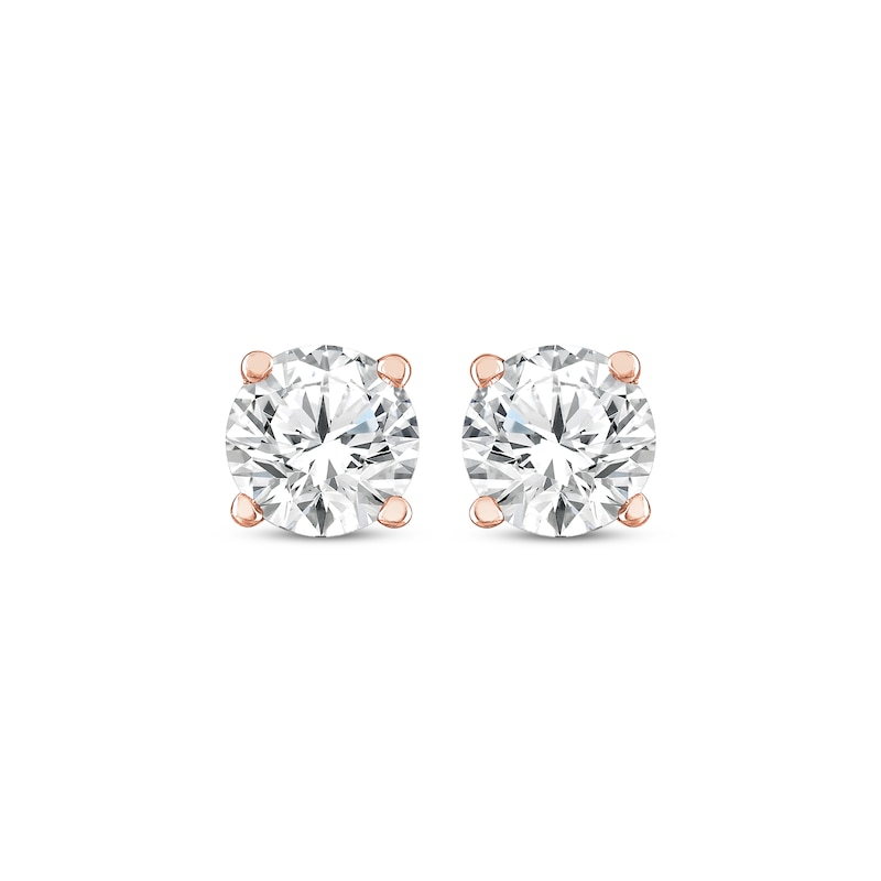 Round-Cut Diamond Solitaire Stud Earrings 3/4 ct tw Rose Gold Plated