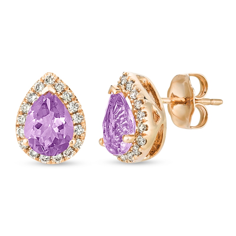 Le Vian Amethyst & Diamond Earrings 1/4 ct tw Strawberry Gold Plated