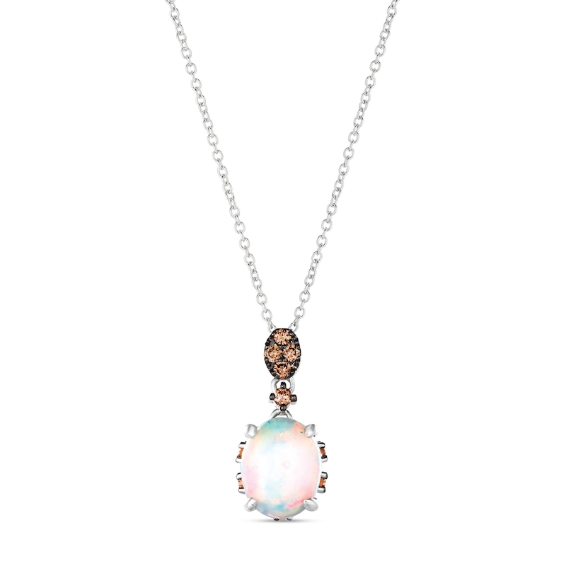 Le Vian Opal Necklace 1/4 ct tw Diamonds Vanilla Gold Plated 18"