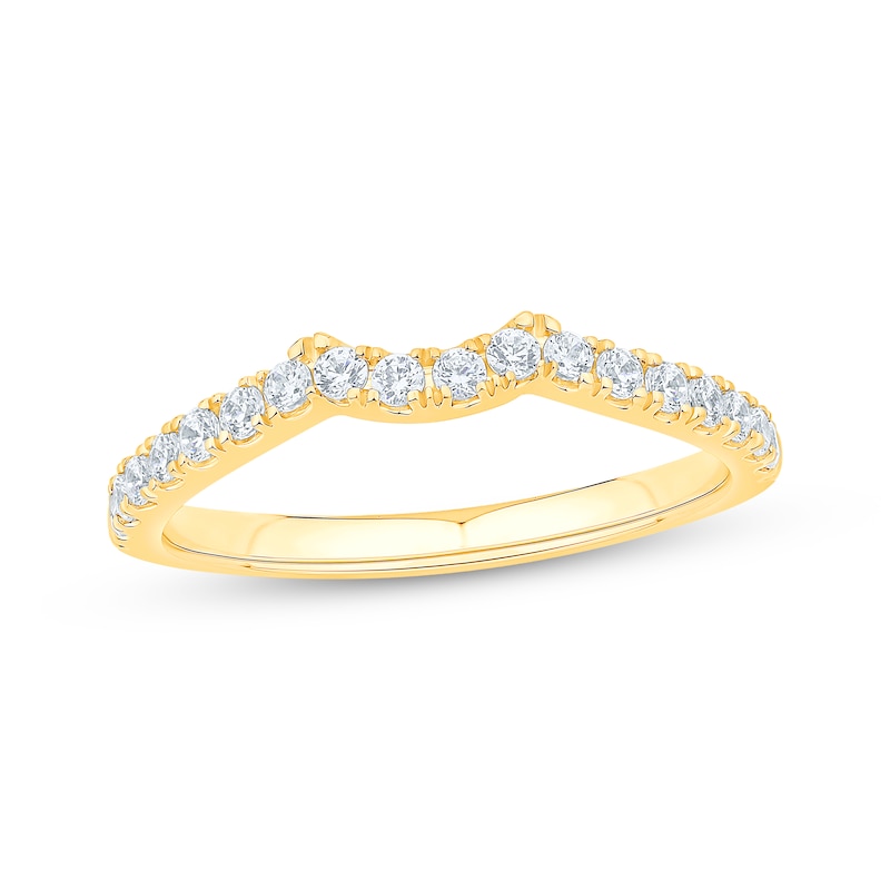 Round-Cut Diamond Wedding Band 1/3 ct tw Yellow Gold Plated