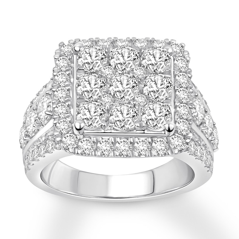 Diamond Engagement Ring 3-1/2 ct tw Round-cut White Gold Plated