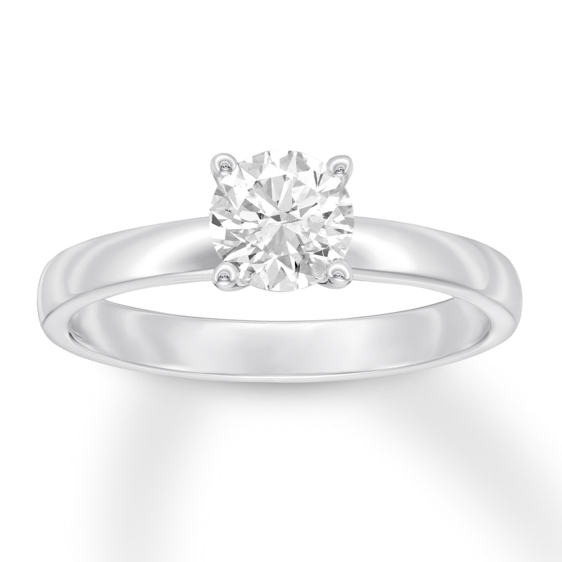 Certified Diamond Solitaire 3/4 Carat Round-cut White Gold Plated
