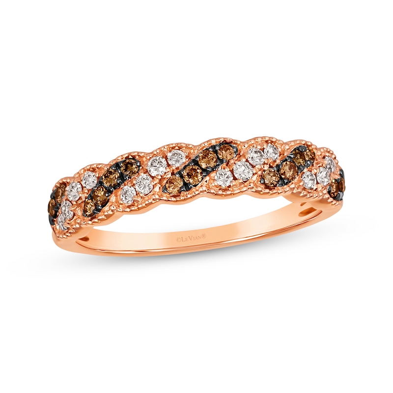 Le Vian Chocolate Twist Diamond Ring 1/3 ct tw Strawberry Gold Plated