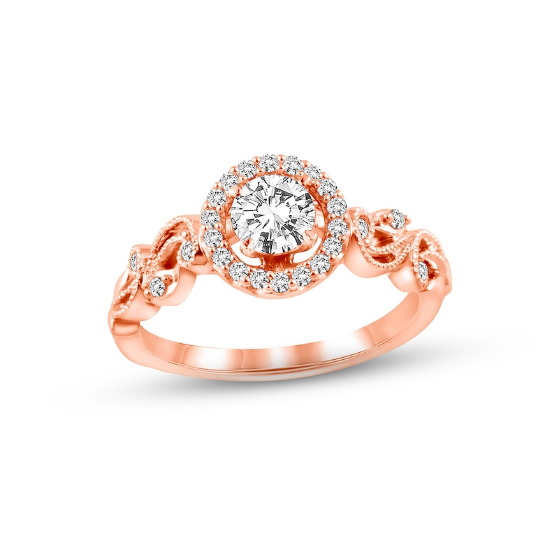 Diamond Engagement Ring 5/8 ct tw Round-cut Rose Gold Plated