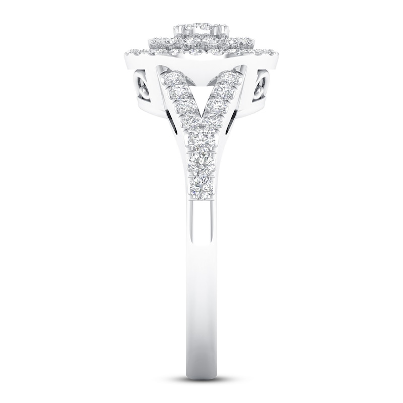 Diamond Engagement Ring 1/2 ct tw Round-cut White Gold Plated