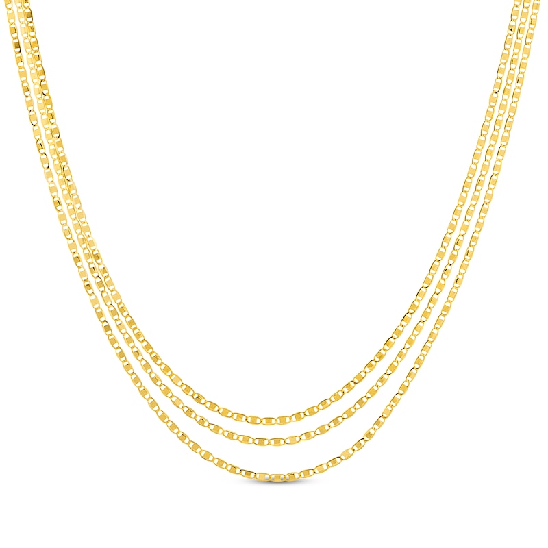Layered Solid Valentino Chain Necklace Yellow Gold Plated 18"