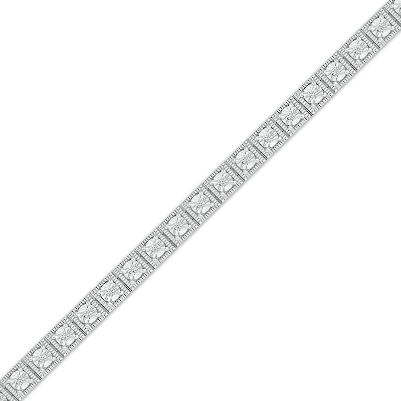 Diamond Square Link Tennis Bracelet 1/5 ct tw Silver Plated 7.25"