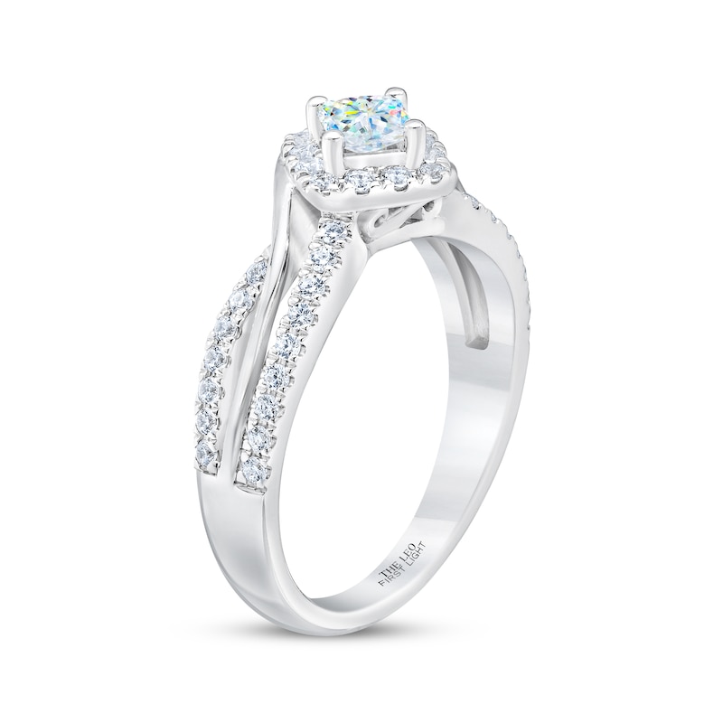 THE LEO First Light Diamond Princess-Cut Engagement Ring 5/8 ct tw White Gold Plated