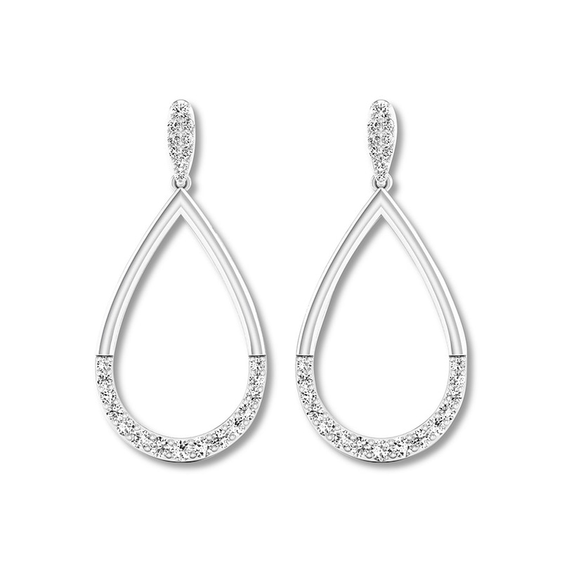 Diamond Teardrop Earrings 1/2 ct tw Round-cut White Gold Plated