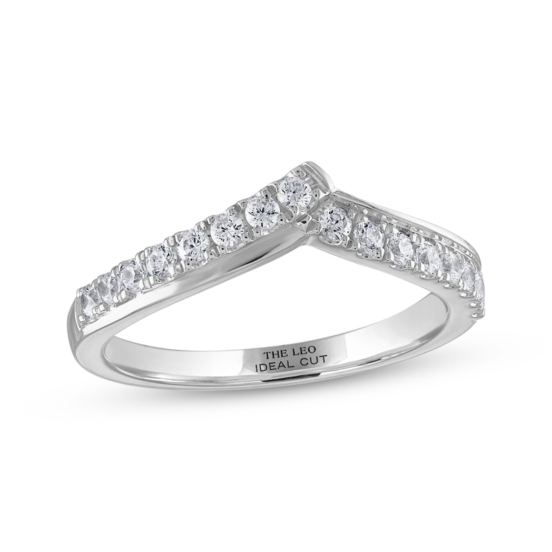 THE LEO Ideal Cut Diamond Contour Anniversary Band 1/3 ct tw White Gold Plated