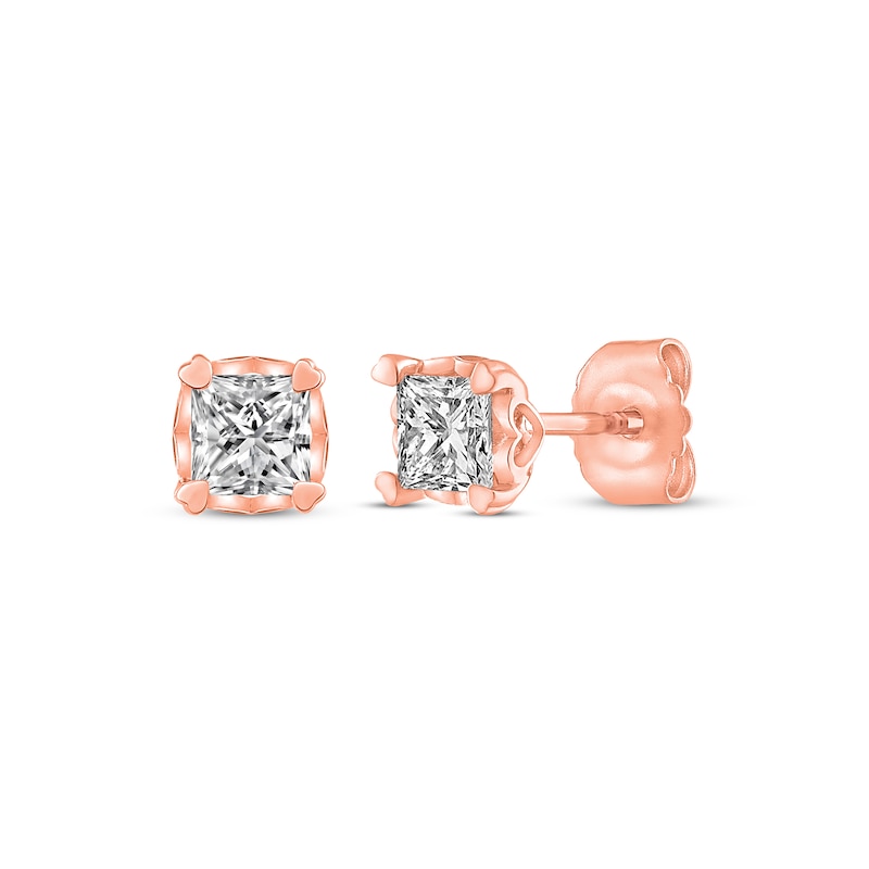 Diamond Earrings 1/2 ct tw Princess-cut Rose Gold Plated