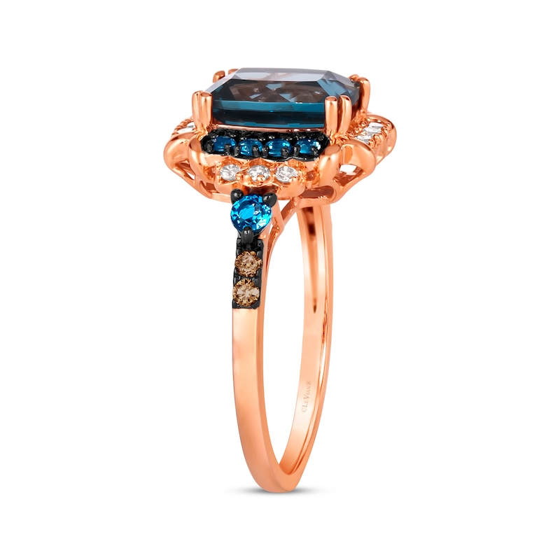 Le Vian Blue Topaz Ring 1/5 ct tw Diamonds Strawberry Gold Plated