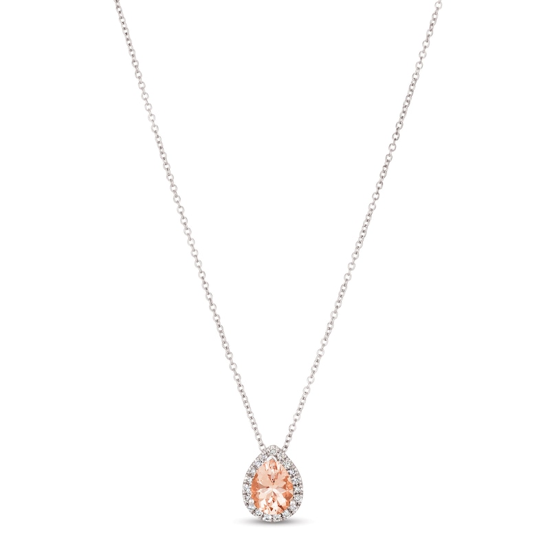 Le Vian Morganite & Diamond Necklace 1/8 ct tw Vanilla Gold Plated 18"