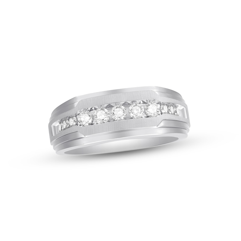 Men's Diamond Wedding Band 1/2 ct tw White Gold Plated