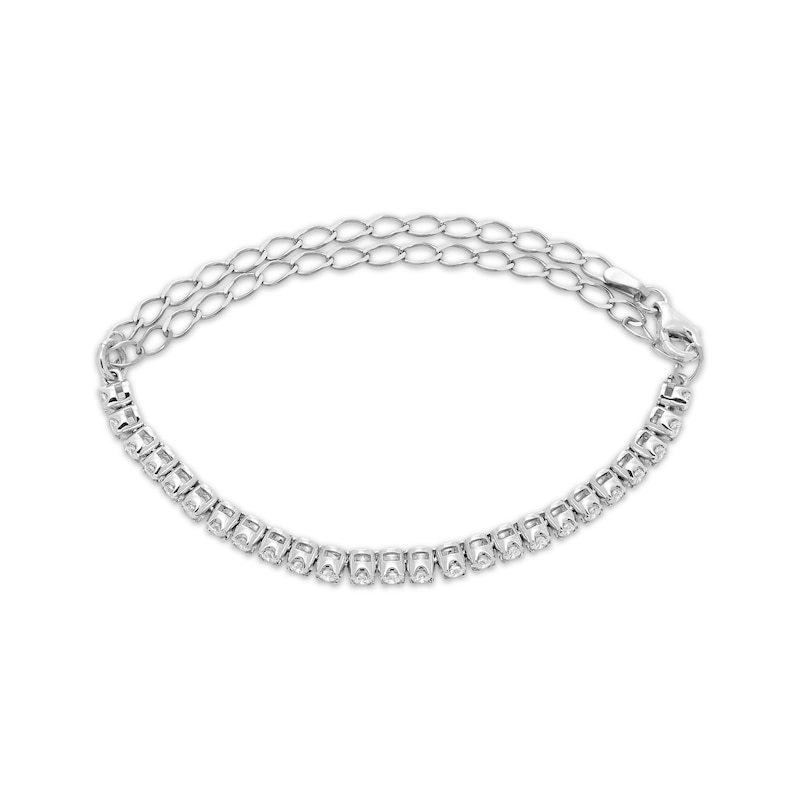 Diamond Adjustable Line Tennis Bracelet 1 ct tw White Gold Plated 9"