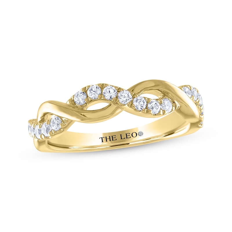 THE LEO Diamond Round-Cut Crossover Twist Anniversary Band 1/3 ct tw Yellow Gold Plated