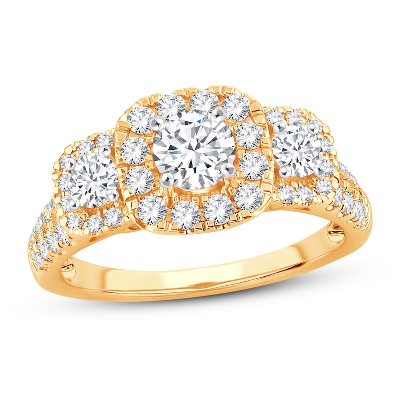 Diamond Engagement Ring 1-1/2 ct tw Round-cut Yellow Gold Plated