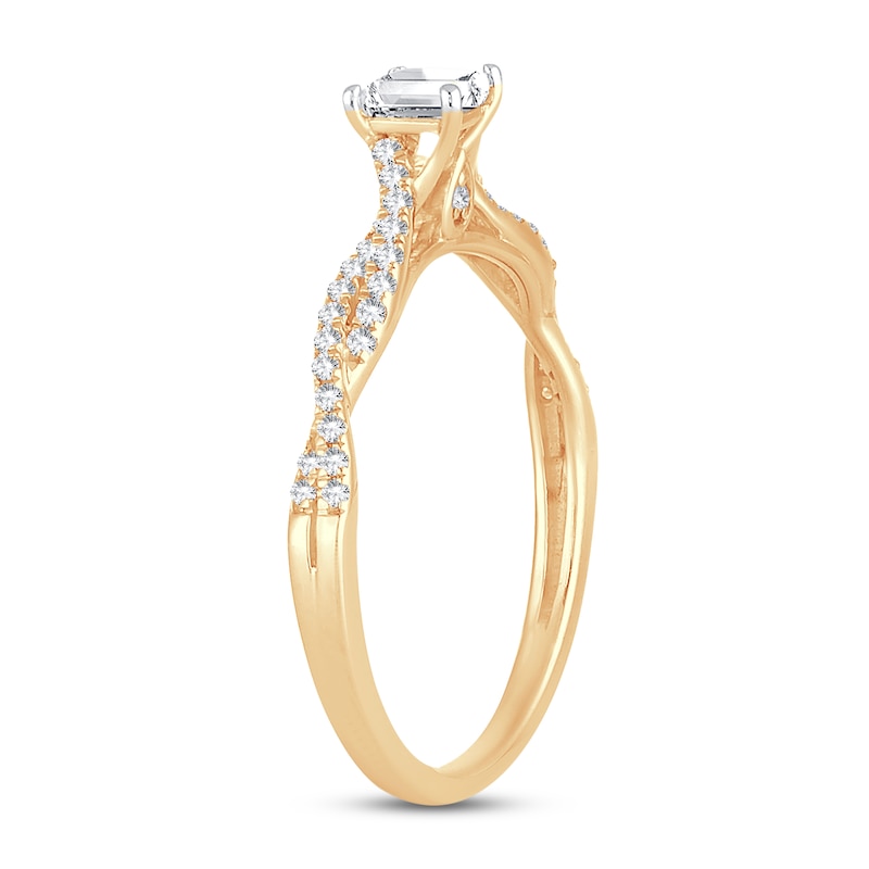 Diamond Engagement Ring 1/2 ct tw Princess & Round Yellow Gold Plated