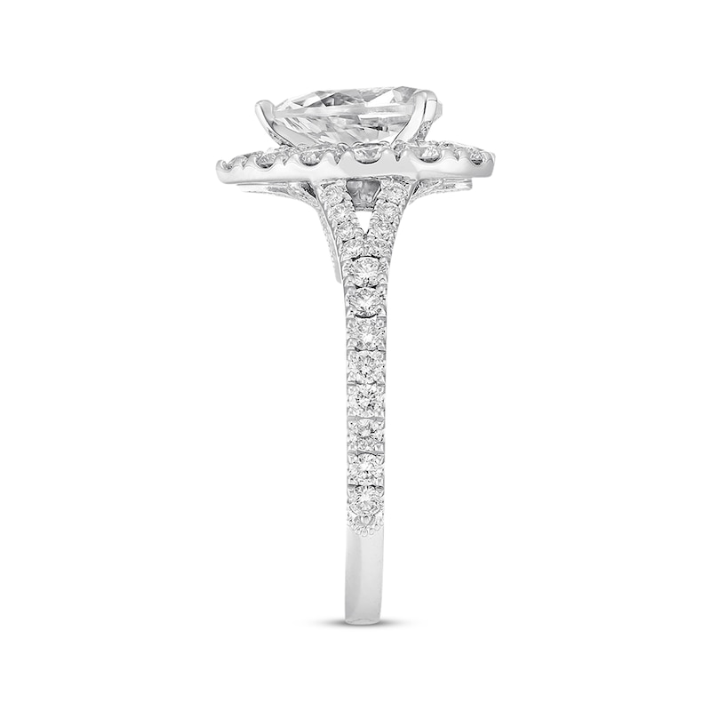 Neil Lane Diamond Engagement Ring 1-7/8 ct tw Pear & Round-cut White Gold Plated