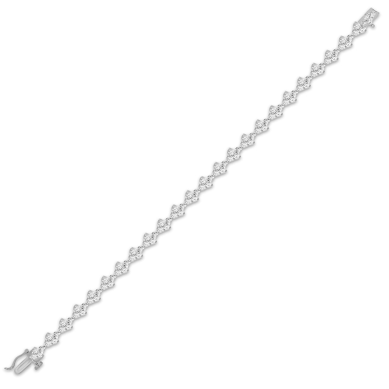 Diamond Cluster Link Tennis Bracelet 3-1/3 ct tw White Gold Plated 7”