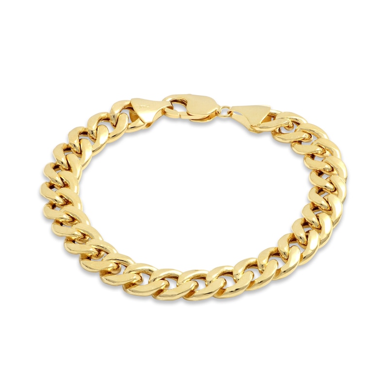 Semi-Solid Cuban Chain Bracelet Yellow Gold Plated 7.5"