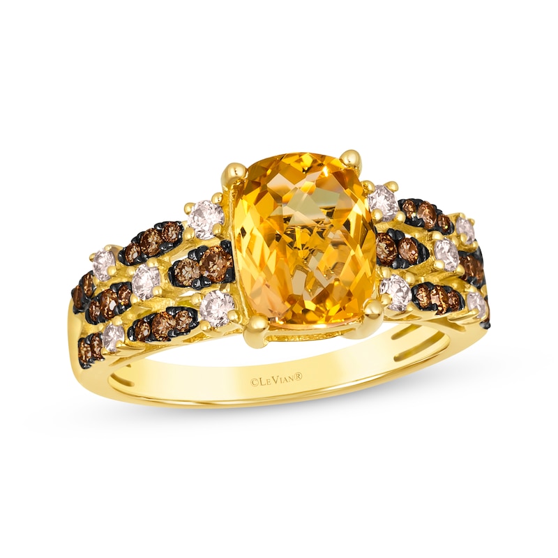 Le Vian Citrine Ring 1/2 ct tw Diamonds Honey Gold Plated