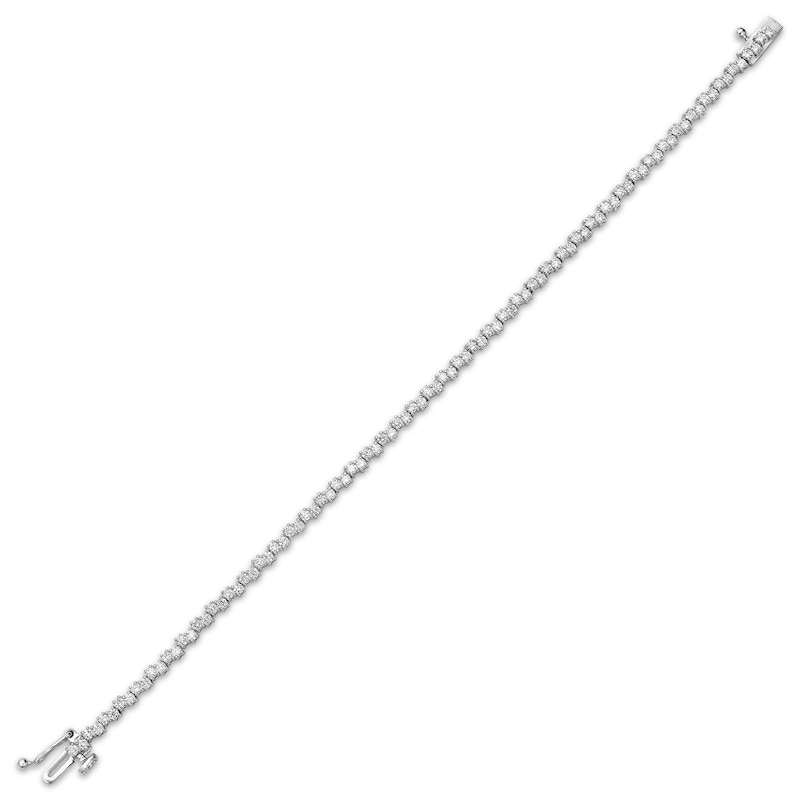 Diamond Staggered Line Tennis Bracelet 2 ct tw White Gold Plated 7"