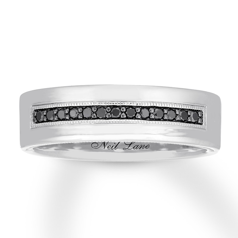 Neil Lane Men's Black Diamond Band 1/6 ct tw White Gold Plated