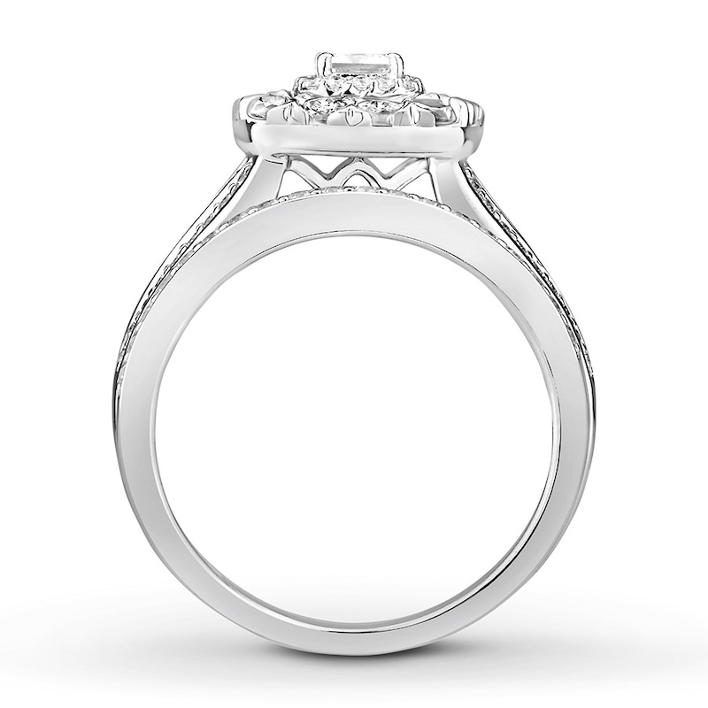 Diamond Engagement Ring 1-1/2 ct tw Princess & Round Gold Plated