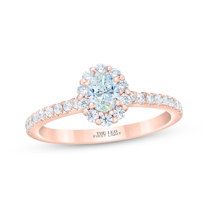 THE LEO First Light Diamond Oval-Cut Engagement Ring 3/4 ct tw Rose Gold Plated