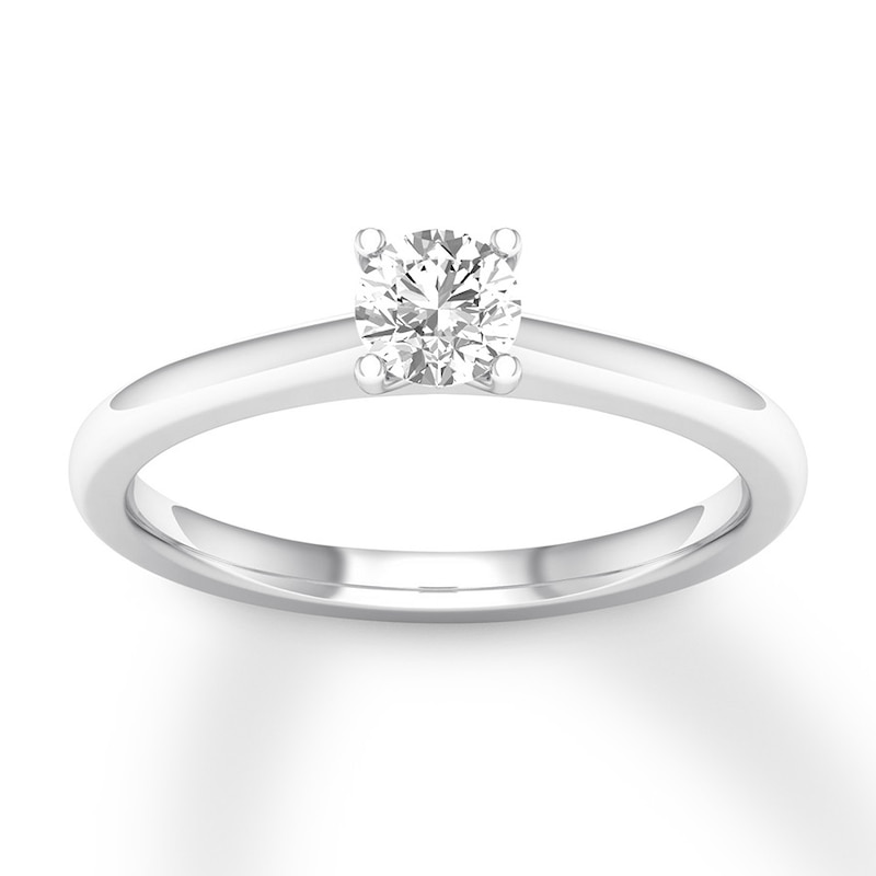 Diamond Solitaire Ring 1/2 Carat Round-cut White Gold Plated