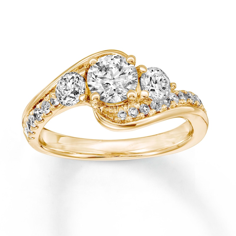 Diamond Engagement Ring 1-3/8 ct tw Round-cut Yellow Gold Plated