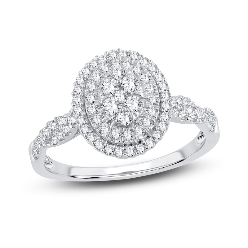 Diamond Engagement Ring 1/2 ct tw Round-cut White Gold Plated