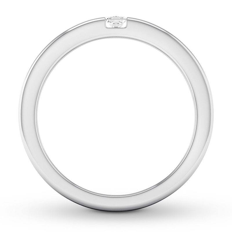 Men's Diamond Wedding Band 1/5 ct tw Square White Gold Plated