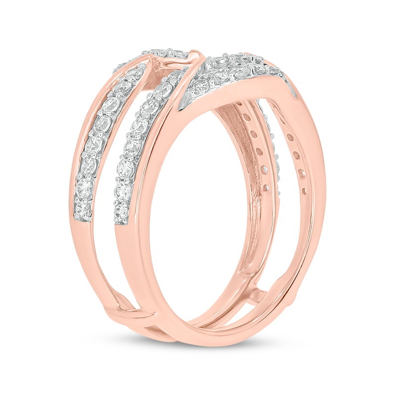 Round-Cut Diamond Double-Row Enhancer Ring 3/4 ct tw Rose Gold Plated