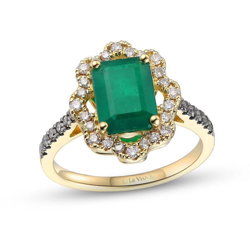 Le Vian Emerald Ring 3/8 ct tw Diamonds Honey Gold Plated