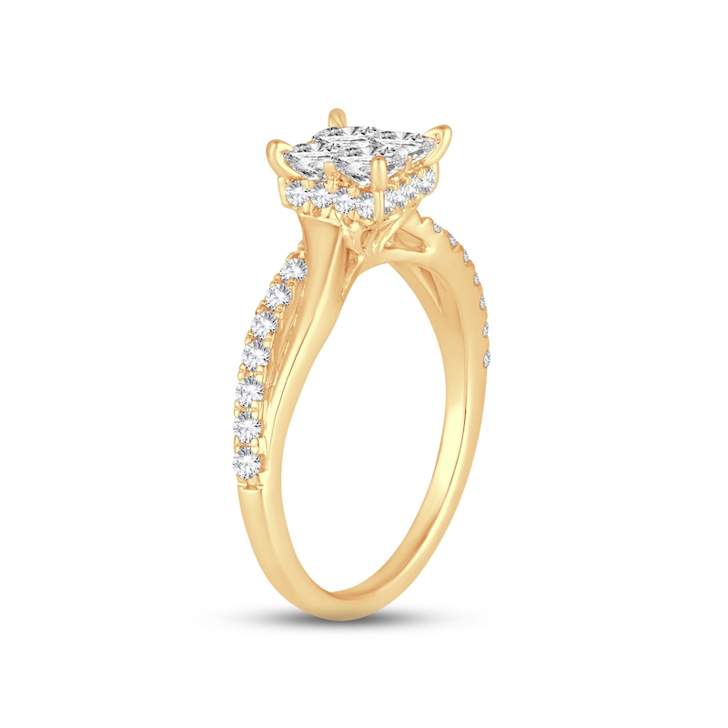 Multi-Diamond Engagement Ring 1 ct tw Princess & Round-cut Yellow Gold Plated