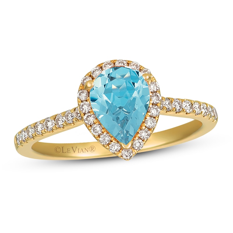 Le Vian Aquamarine Ring 1/3 ct tw Diamonds Honey Gold Plated