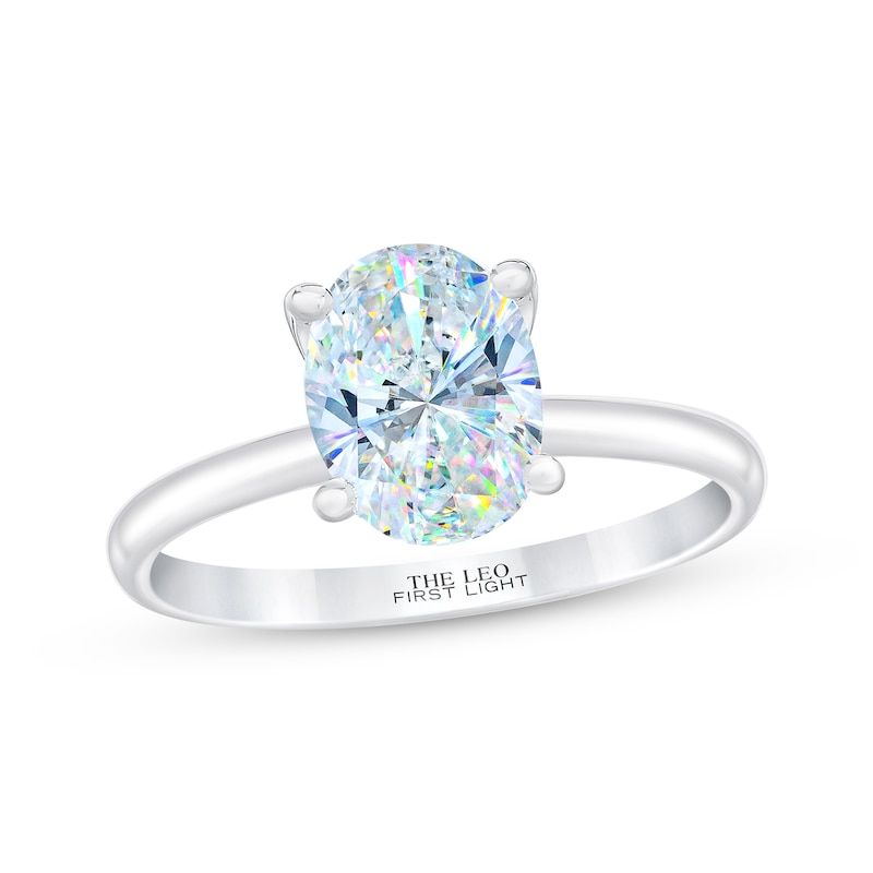 THE LEO First Light Diamond Oval-Cut Solitaire Engagement Ring 2 ct tw White Gold Plated