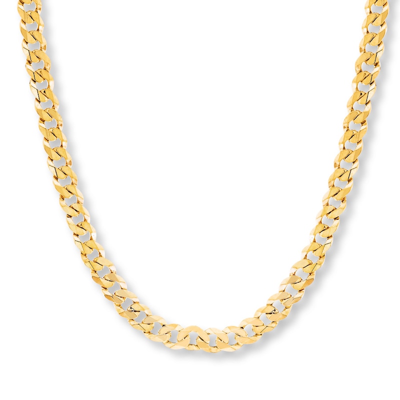 Cuban Curb Chain Necklace Yellow Gold Plated 22"