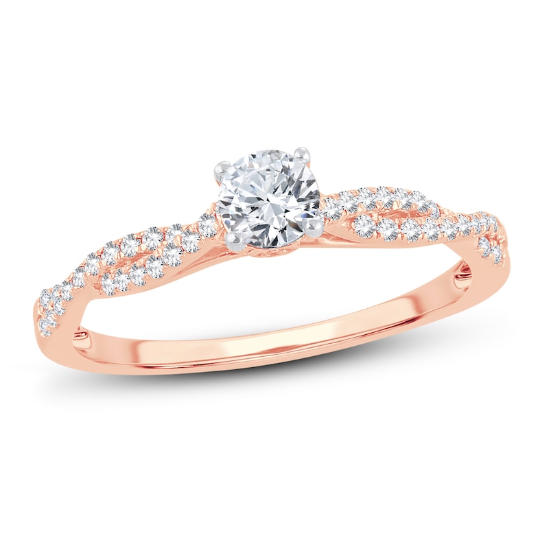 Diamond Engagement Ring 1/2 ct tw Round-cut Rose Gold Plated