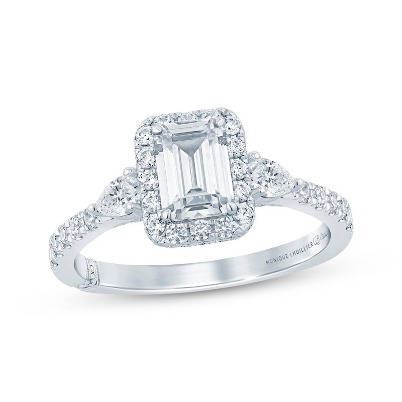 Monique Lhuillier Bliss Emerald-Cut Diamond Engagement Ring 1-7/8 ct tw White Gold Plated