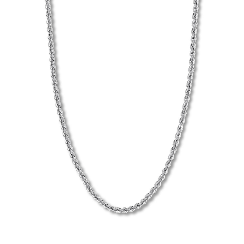 Hollow Rope Chain White Gold Plated 24"
