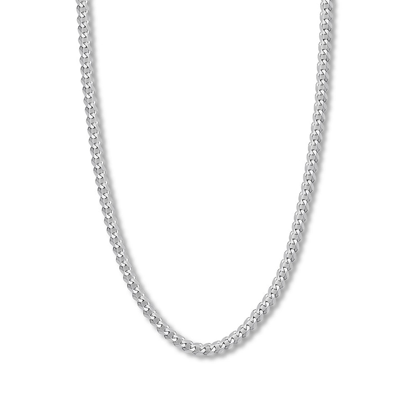 22" Solid Curb Chain White Gold Plated Appx. 6.75mm